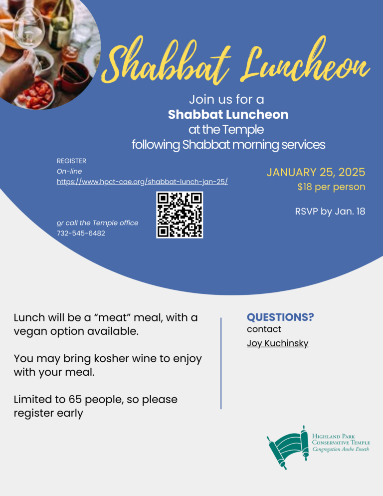 Shabbat Lunch Jan 25 2025